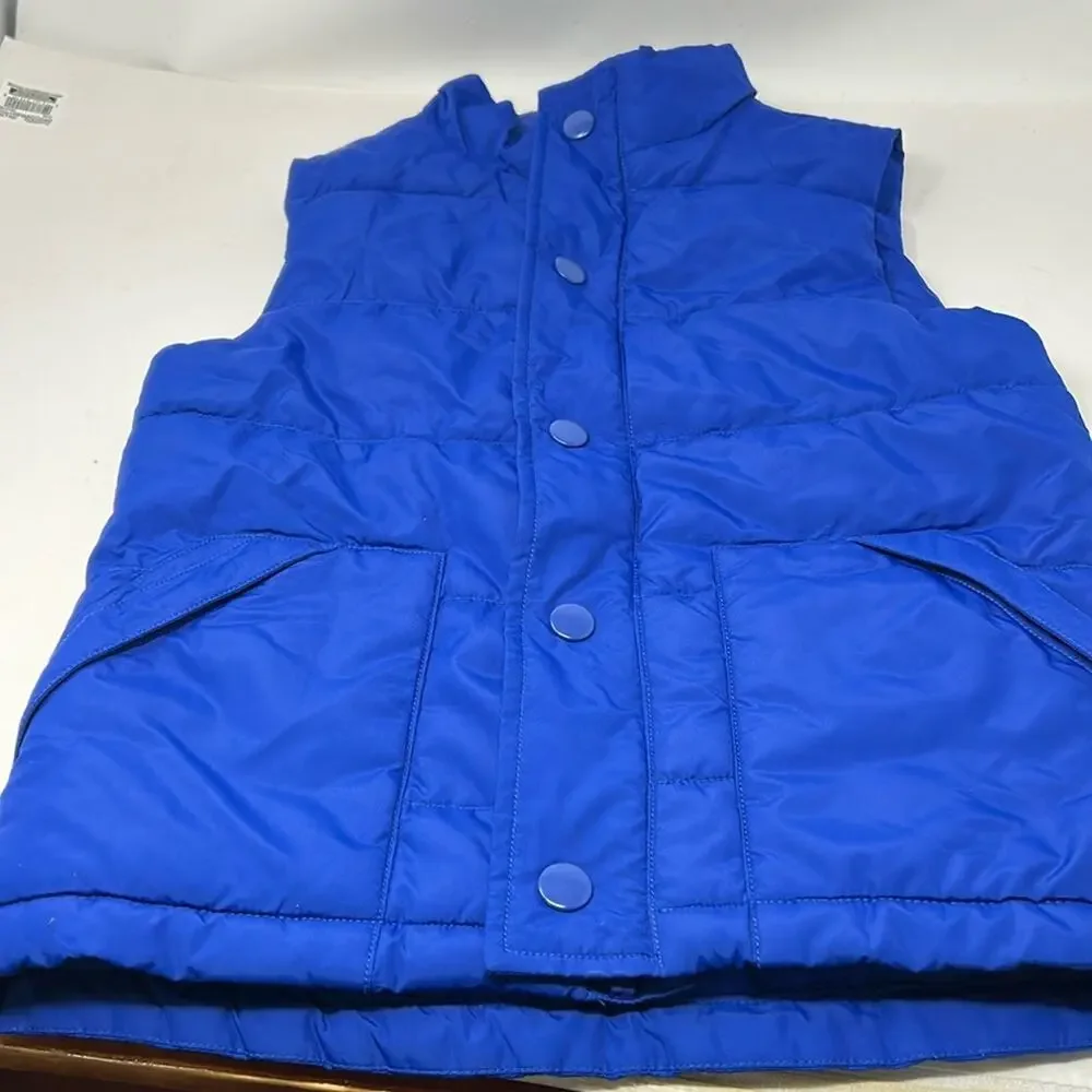 Gymboree Boys Cobalt Blue Zip / Snap Winter Vest Size Medium (8-10)